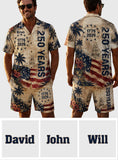 250 Years Vintage US Independence Day Aloha Shirt & Pants Set - Personalized Independence Day/ 4th of July Hawaiian Shirt & Men Shorts