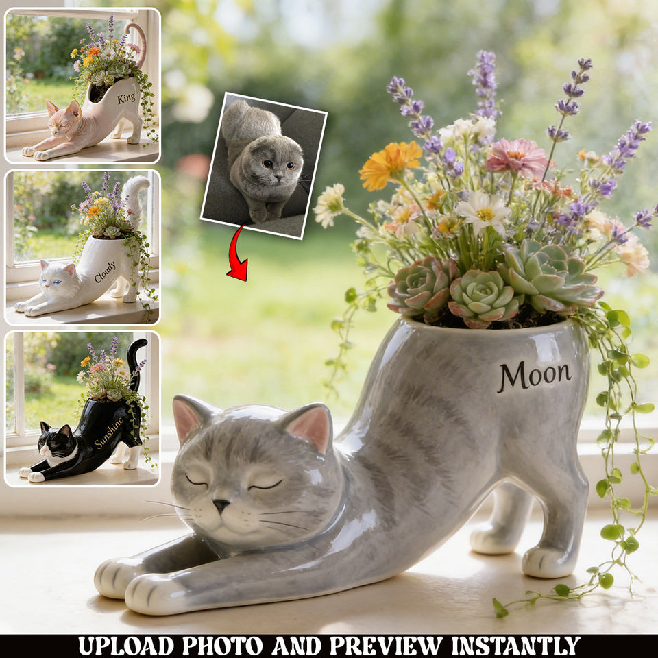 Any Pet Photo - Personalized Cat Acrylic Pot