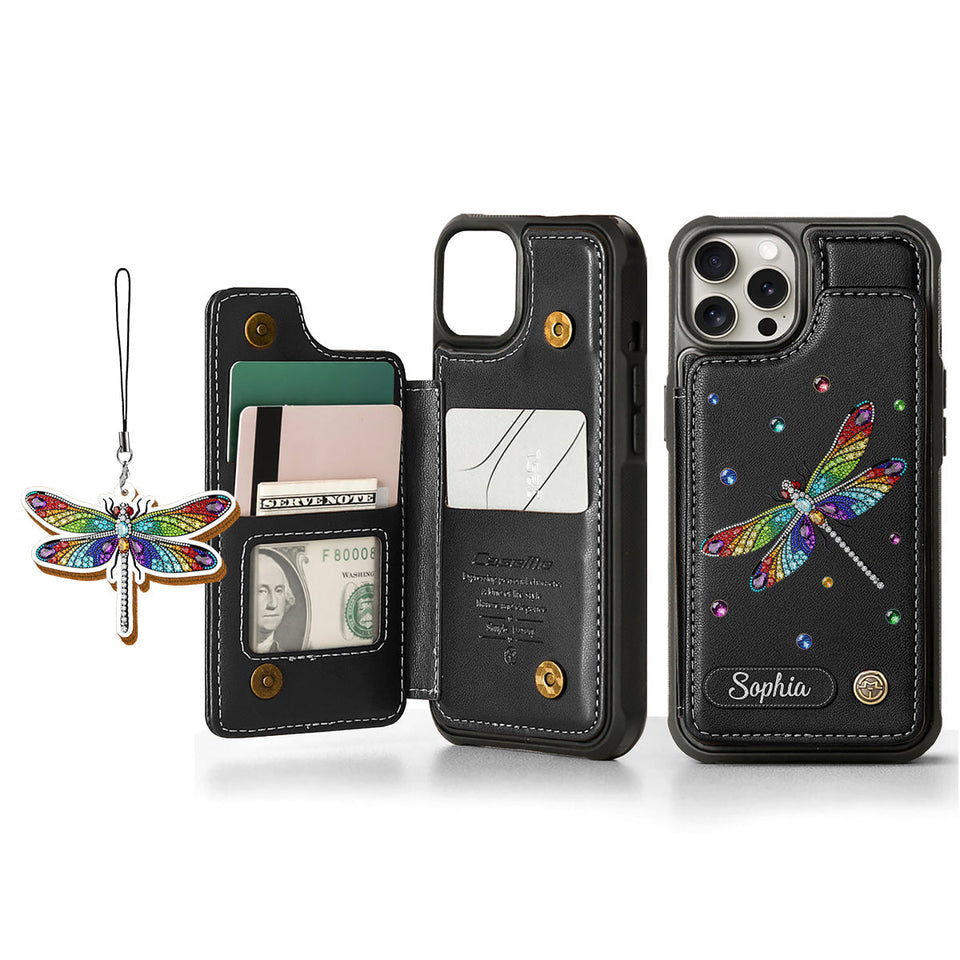 Beautiful Dragonfly - Personalized Dragonfly Wallet Phone Case