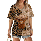 Love Highland Cow - Personalized Highland Cow Fully Printed V-Neck T-Shirt
