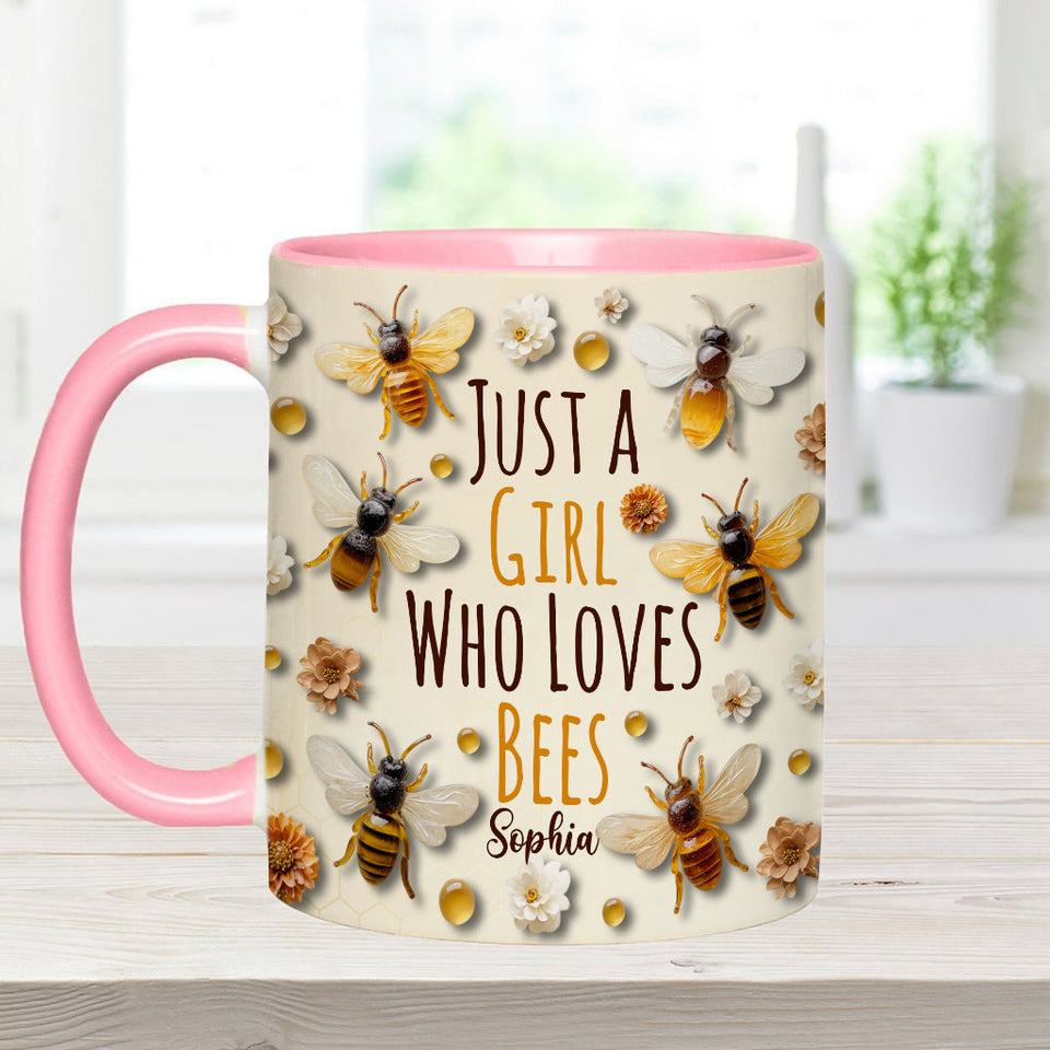 Just A Girl Who Loves Bees - Personalized Bee Accent Mug