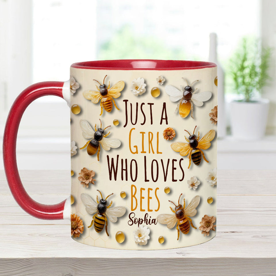 Just A Girl Who Loves Bees - Personalized Bee Accent Mug