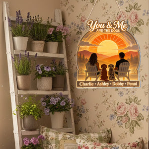 You & Me And The Dogs - Personalized Couple LED Light Acrylic Sign