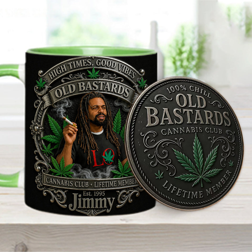 Old Bastards Cannabis Club LifeTime Member - Personalized Weed Accent Mug & Coaster