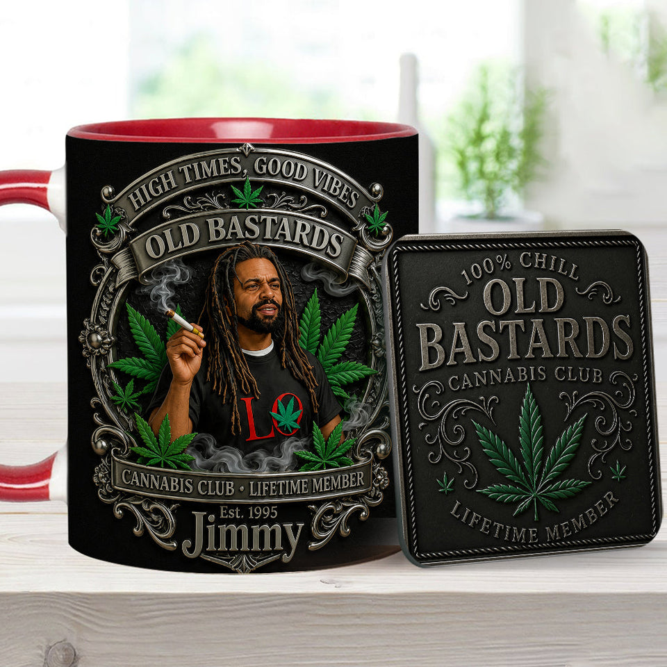 Old Bastards Cannabis Club LifeTime Member - Personalized Weed Accent Mug & Coaster