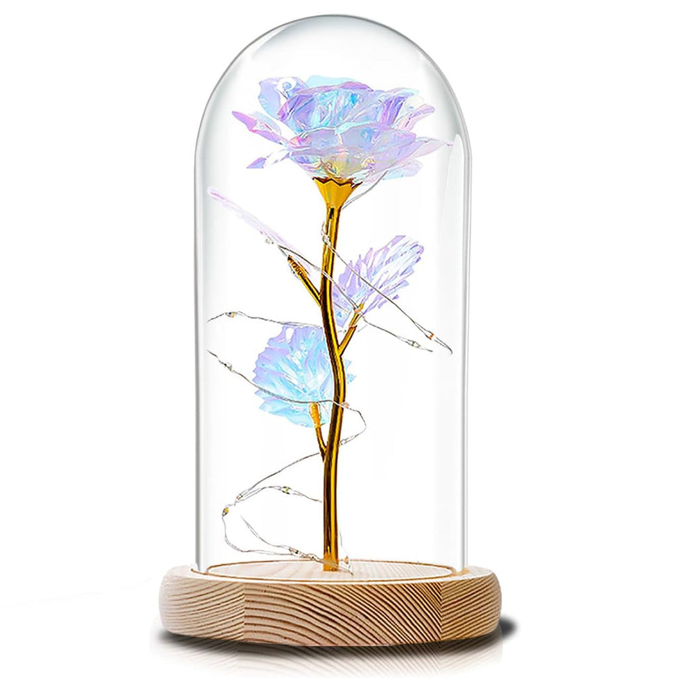 Butterfly Rose in Glass Dome for Mom Grandma