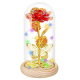 Butterfly Rose in Glass Dome for Mom Grandma