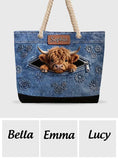 Love Highland Cows - Personalized Highland Cow Beach Bag
