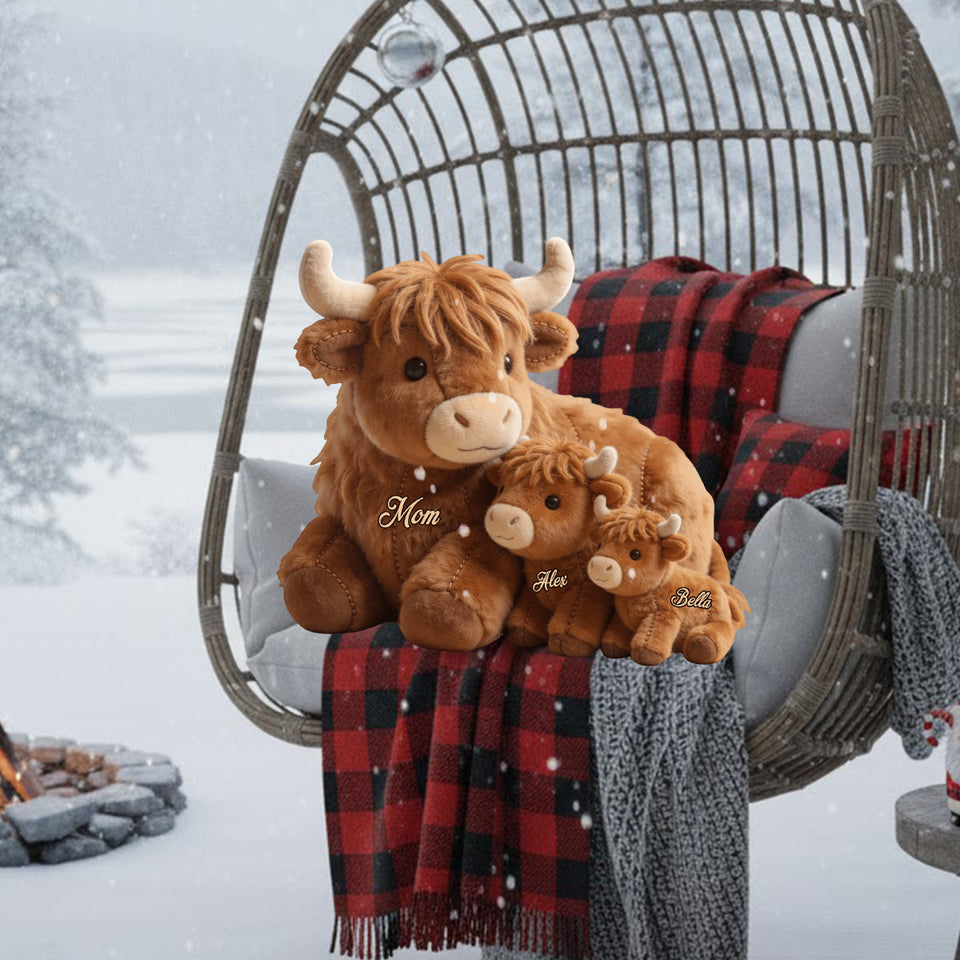 Cute Highland Cow Mama - Personalized Mother Faux Fur Shaped Pillow