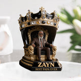 Custom King Throne Photo Figurine Statue for Black Grandpa | Personalized Best Black Grandpa Ever Crown Sculpture | Unique Father's Day Gift for Office Desk Decor