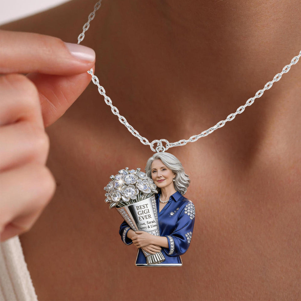 Custom Any Photo, Best Gift For Mom & Grandma - Personalized Mother Shaped Metal Pendant Necklace