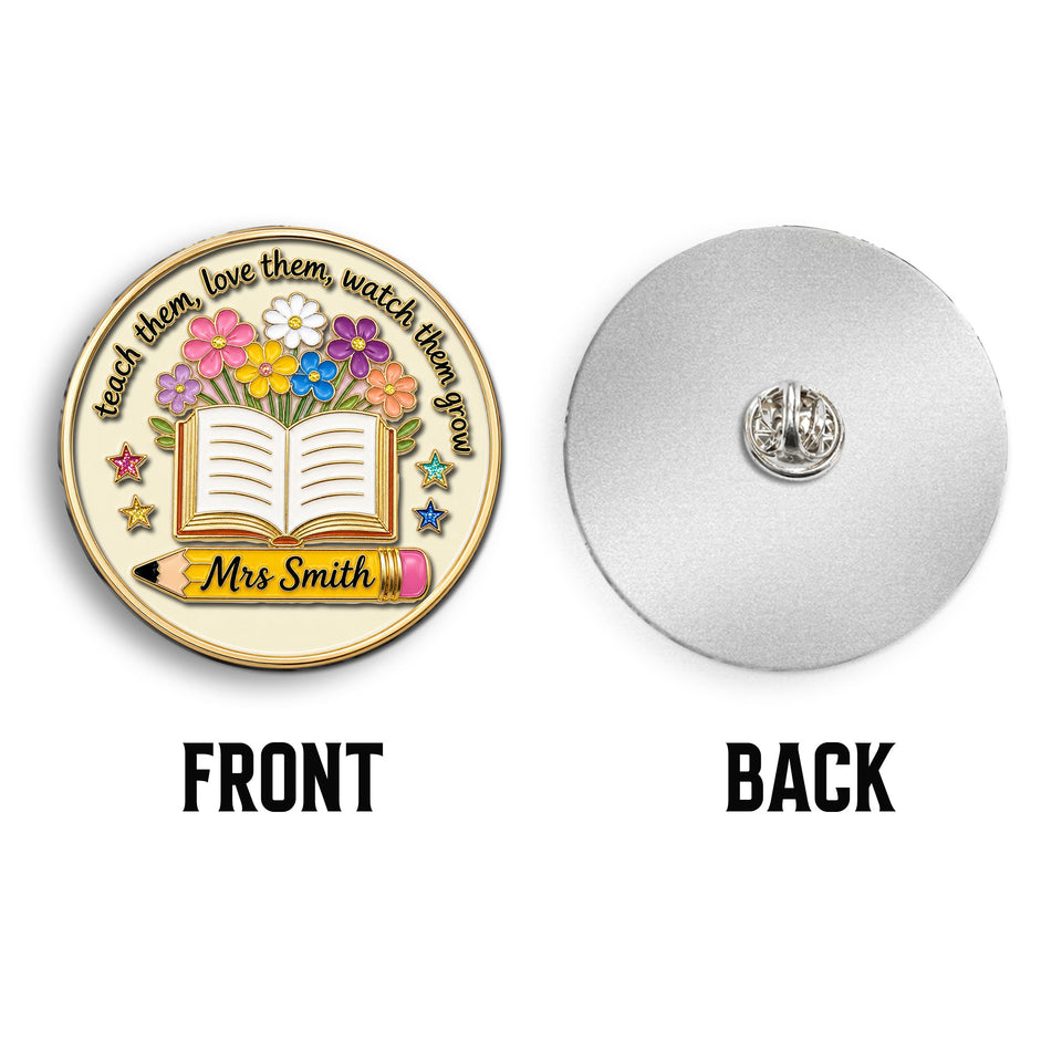 Teacher Gifts Boho Kraft - Personalized Teacher 3D Embossed Enamel Pin