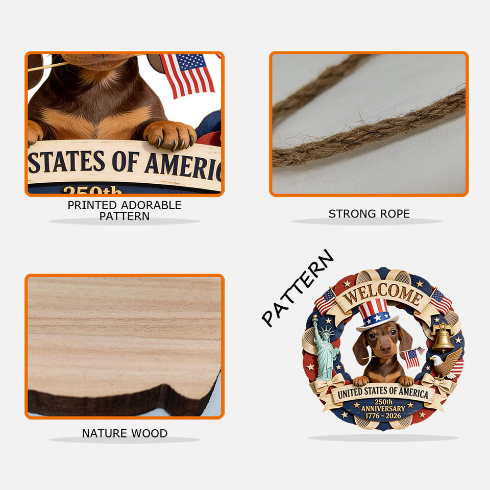 Pet Celebrate USA 250th Anniversary - Personalized Dog Custom Shaped Wood Sign