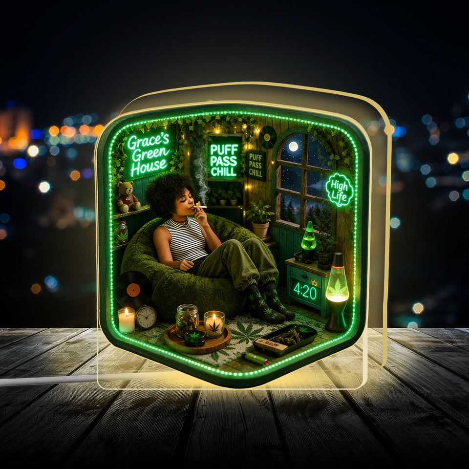 Stoner Gift - Personalized Weed Acrylic LED Night Light
