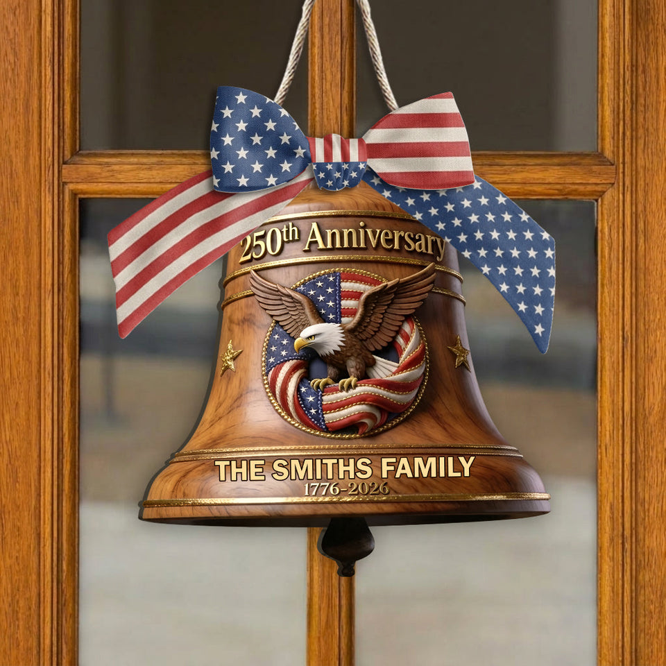 250th Anniversary - Personalize Patriot Shaped Wood Sign With Sash