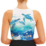 Salty Lil' Beach - Personalized Turtle Flare Leggings & Crop Tanktop