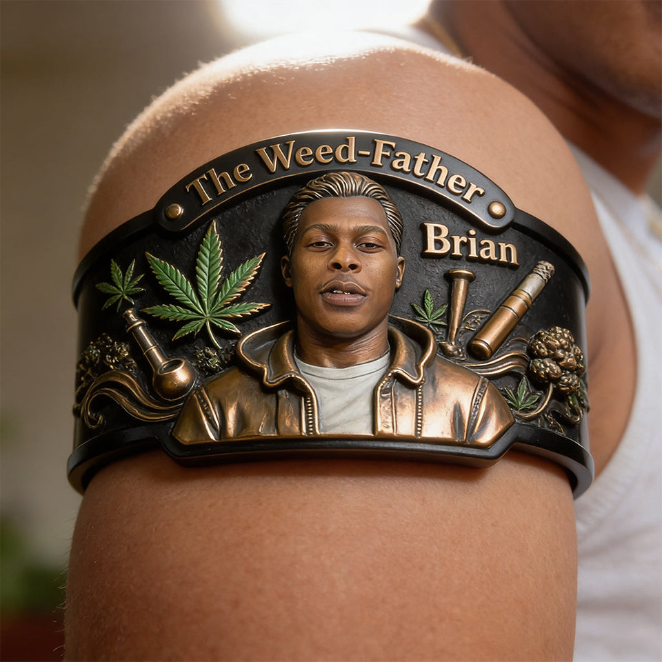 World's Dopest Dad - Personalized Weed Shaped Cuff Bracelet