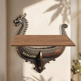 Viking Dragon Boat - Personalized Viking Wooden Floating Shelf