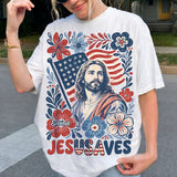 Jesusaves Floral 4th Of July - Personalized Christian T-shirt And Hoodie