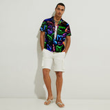 Neon Cat Pattern - Personalized Cat Hawaiian Shirt