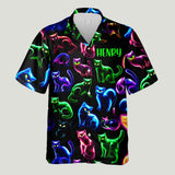 Neon Cat Pattern - Personalized Cat Hawaiian Shirt