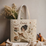 Love Reading - Personalized Book Quilted Tote Bag With Plush Charm