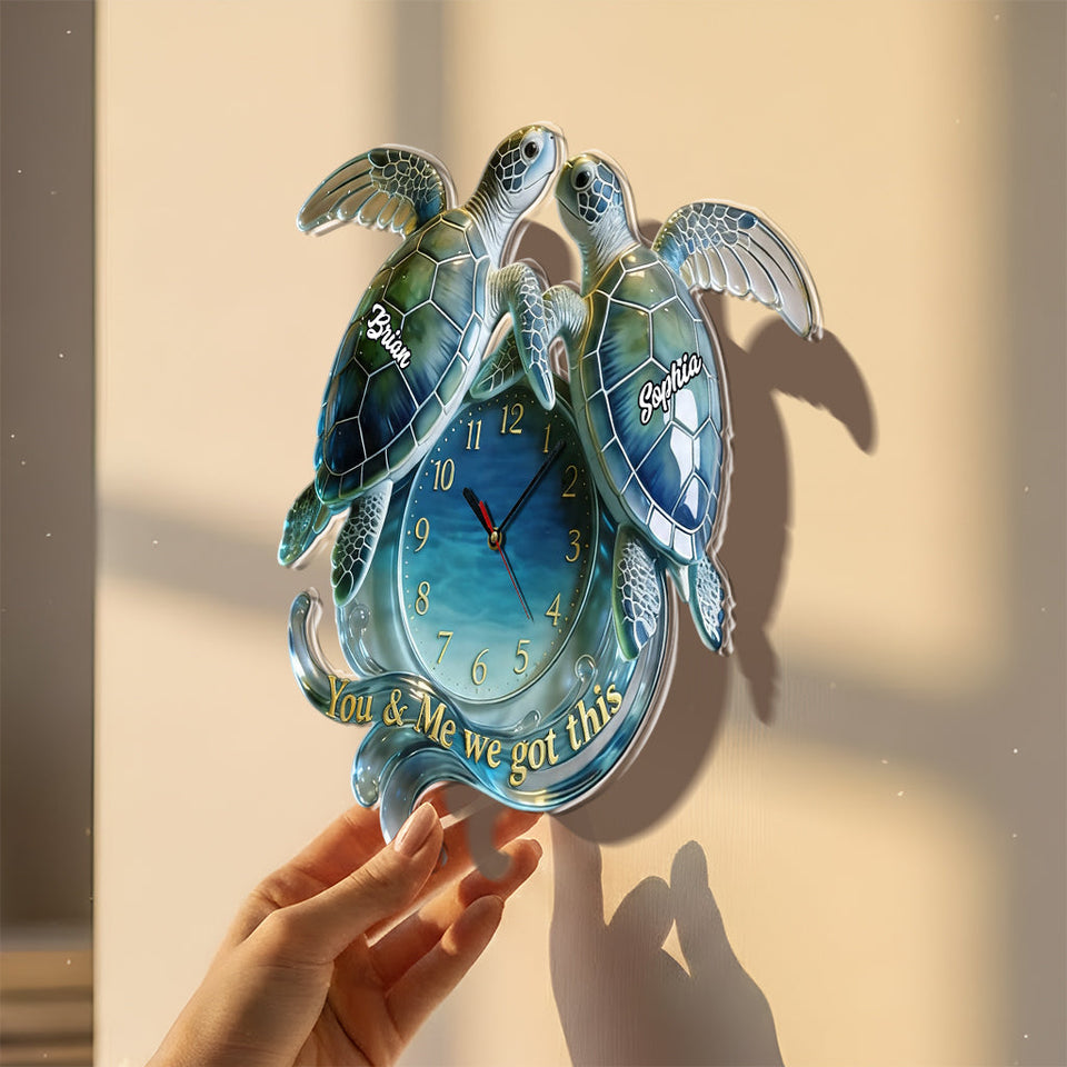 You & Me We Got This - Personalized Turtle Acrylic Wall Clock