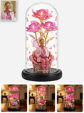 Faith Hope Love - Personalized Breast Cancer Awareness Glowing Roses Glass Dome