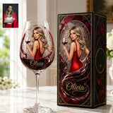 Love Wine Gift For Her - Personalized Wine Long Stem Wine Glass With Box