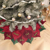 Name Custom Poinsettia Tree Skirt For Big Family, Merry Christmas 2025 - Personalized Family Shaped Tree Skirt