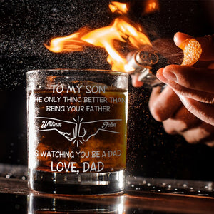 Dad And Son - A Bond That Time Can't Break - Personalized Whisky Whiskey Glass
