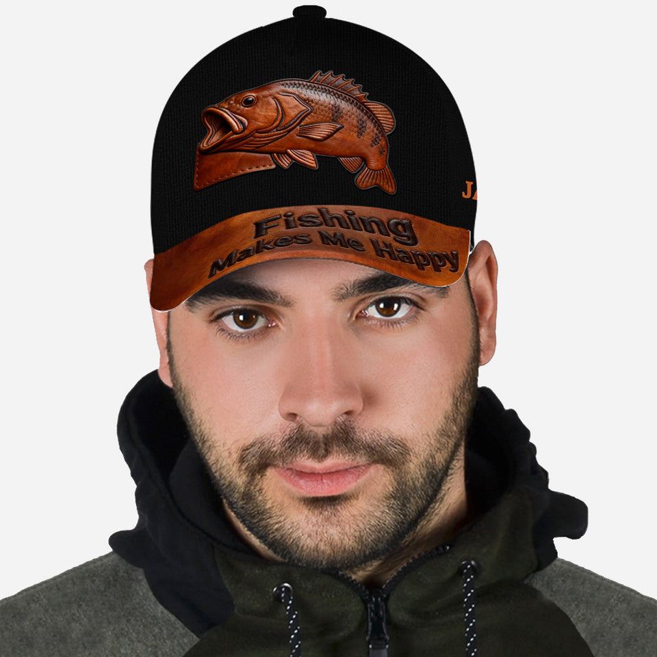 Fishing Makes Me Happy - Personalized Fishing Classic Cap