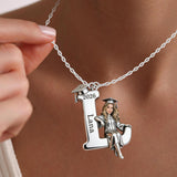 Graduation 2026 Custom Photo With Initials - Personalized Graduation Shaped Metal Pendant Necklace