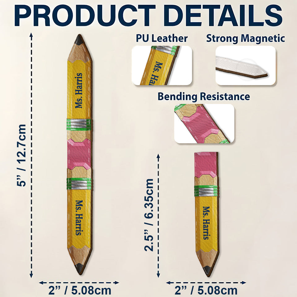 Pencil-Shaped Teacher Gift - Personalized Teacher Shaped Magnetic Bookmark