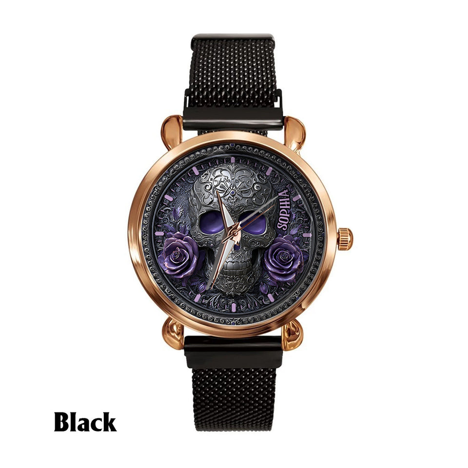 Skull And Roses - Personalized Skull Women Hand Watch