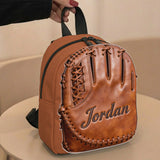 Leather Baseball Glove - Personalized Baseball Changeable Leather Patch Backpack