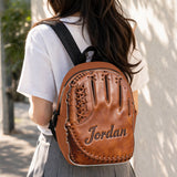 Leather Baseball Glove - Personalized Baseball Changeable Leather Patch Backpack