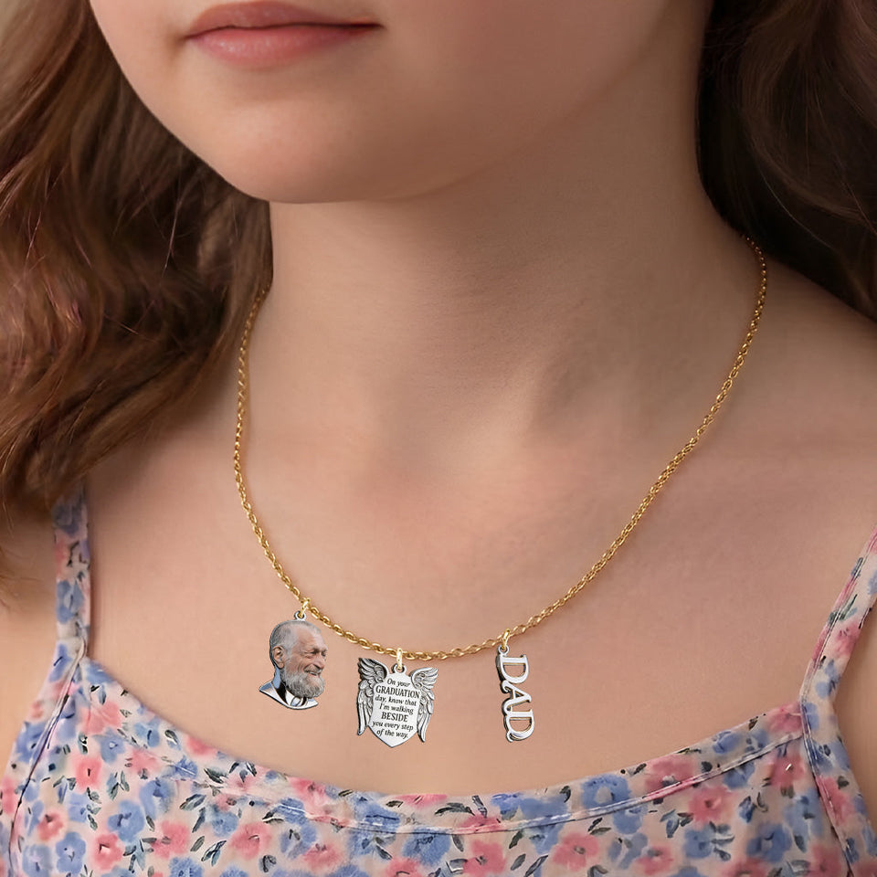 Graduation Walking Beside You Every Step - Personalized Graduation Metal Necklaces With Pendants