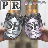 Gift For Best Friends Custom Name Initial Letters - Personalized Bestie Wine Tumbler