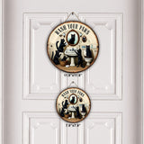 Wash Your Paws - Personalized Black Cat Round Wood Sign