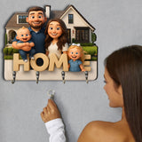 Home Is Where The Heart Is - Personalized Family Custom Shaped Hanging Rack