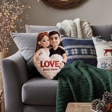 Photo to Custom Cut-Shape Plush Pillow - Personalized Couple Faux Fur Shaped Pillow