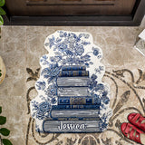 Vintage Flower Book Toile De Jouy Style - Personalized Book Shaped Doormat/ Rug