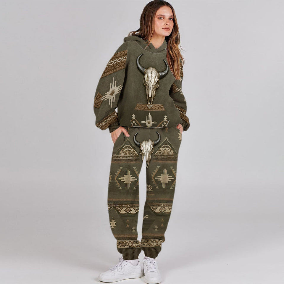 Skull Tribal, Native American Pattern - Personalized American Indian Hoodie and Sweatpants