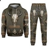 Skull Tribal, Native American Pattern - Personalized American Indian Hoodie and Sweatpants