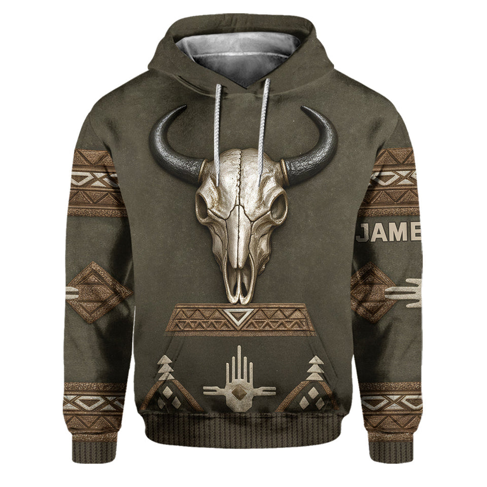 Skull Tribal, Native American Pattern - Personalized American Indian Hoodie and Sweatpants