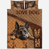 Sleeping German Shepherd - Personalized Dog Quilt Set