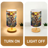 Archangel Michael - Personalized Christian Table Lamp with Wood Base