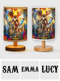Archangel Michael - Personalized Christian Table Lamp with Wood Base