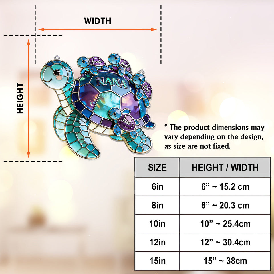 Nana Turtle Gift For Mom, Grandma - Personalized Grandma Window Hanging Suncatcher Ornament
